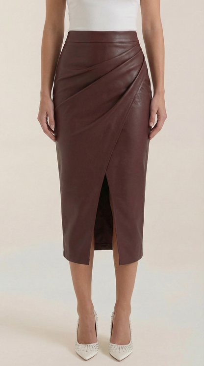 Femme Jupe midi avec drapé et fente frontale 17