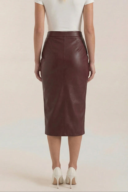 Femme Jupe midi avec drapé et fente frontale 18