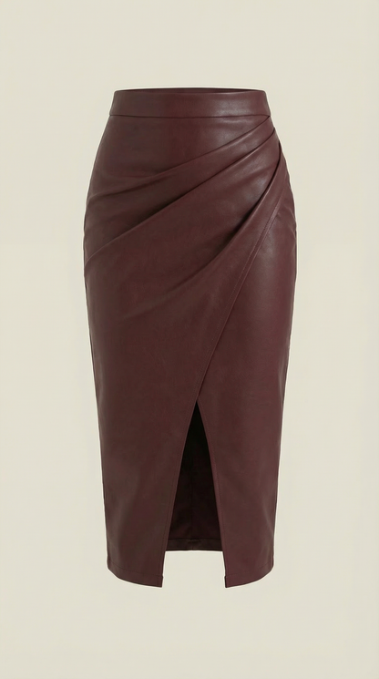 Femme Jupe midi avec drapé et fente frontale 19