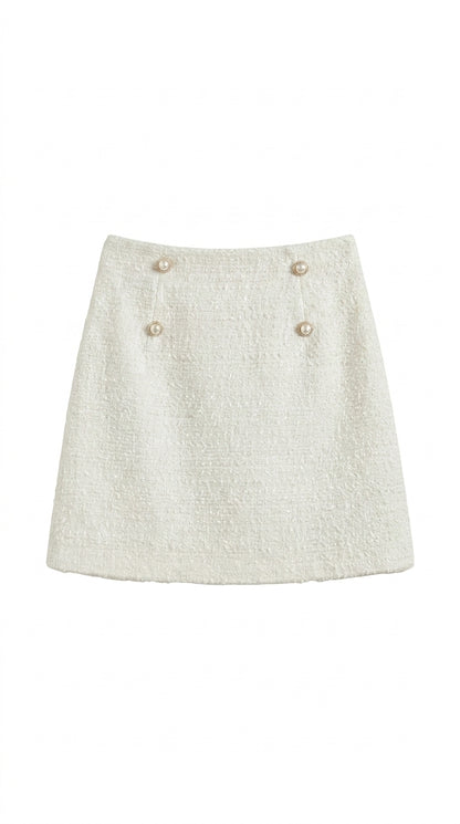 Femme Jupe Mini à Taille Haute et Texture Bouclée avec Boutons | imported-image-6