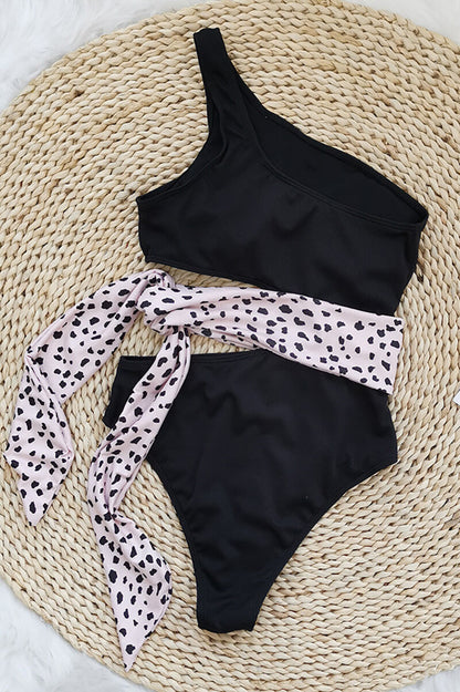 Femme Maillot de Bain Deux Pièces à Une Épaule et Texture Côtelée avec Nœud Latéral | imported-image-8
