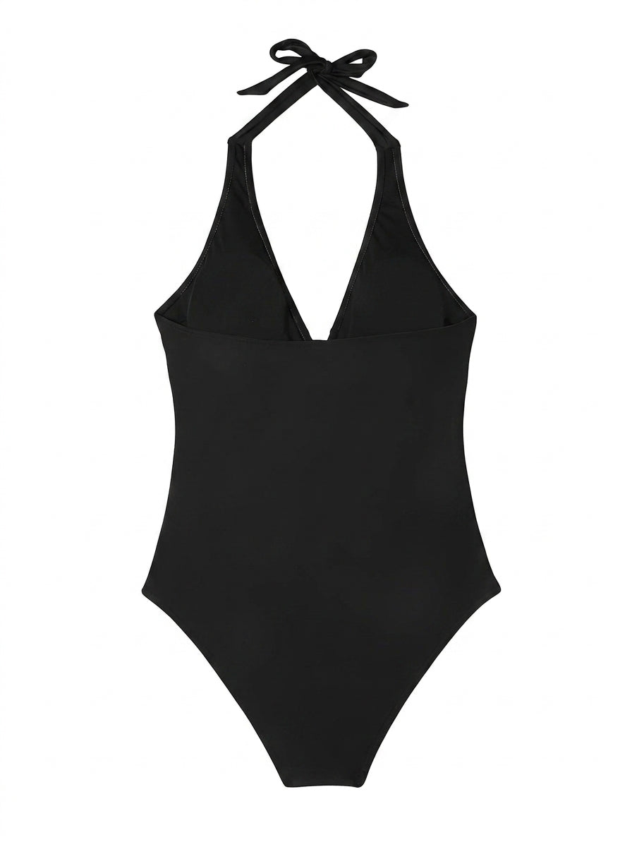 Femme Maillot de Bain Une Pièce à Encolure Licou et Motif Botanique | imported-image-7