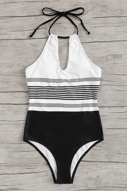 Femme Maillot de bain une pièce à encolure licou et ouverture goutte d'eau | imported-image-7