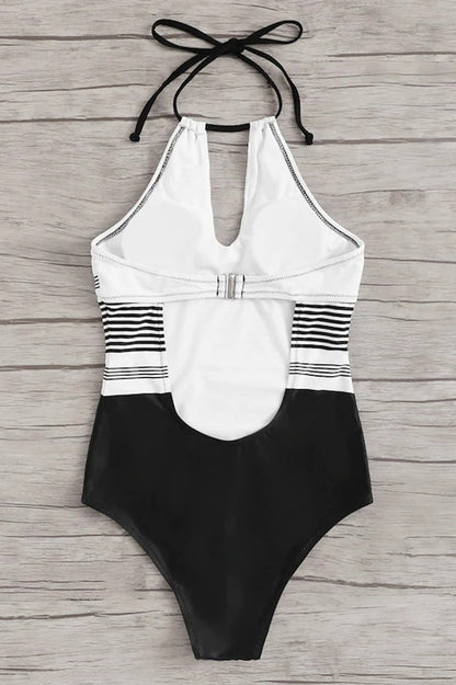 Femme Maillot de bain une pièce à encolure licou et ouverture goutte d'eau | imported-image-8