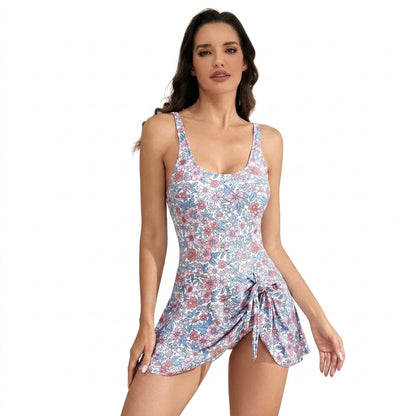 Femme Maillot de Bain Une Pièce à Imprimé Fleuri avec Jupe et Nœud Latéral | imported-image-4