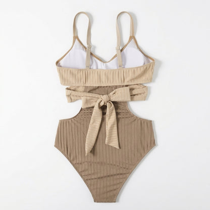 Femme Maillot de Bain Une Pièce Côtelé à Découpes et Bandes Croisées | imported-image-5
