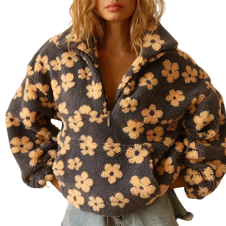 Pull Femme Hiver Motif Fleuri-Gigié