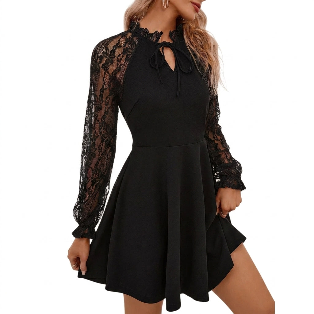 Femme Robe à Manches Longues en Dentelle et Col Montant | imported-image-4
