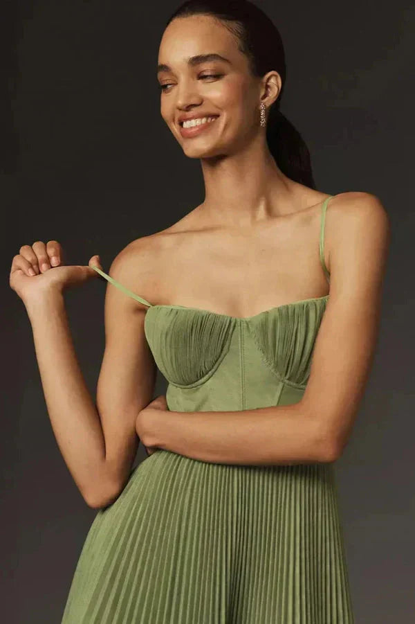 Robe Femme Maxi Plissée À Bretelles-Gigié