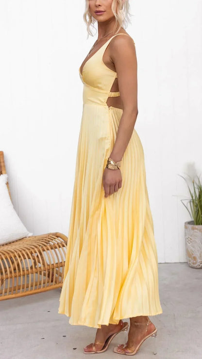 Robe Femme Maxi Plissée Col V-Gigié