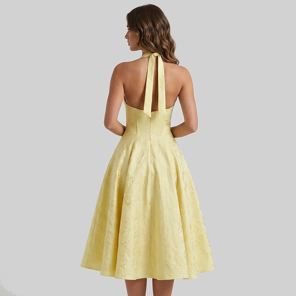 Femme Robe mi longue encolure licou et corsage structuré avec motif texturé 9