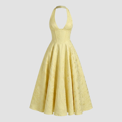 Femme Robe mi longue encolure licou et corsage structuré avec motif texturé 11