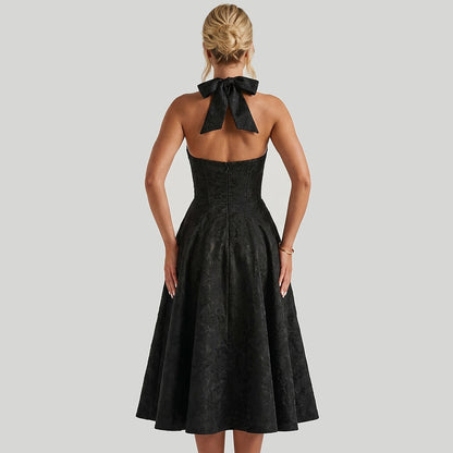 Femme Robe mi longue encolure licou et corsage structuré avec motif texturé 13