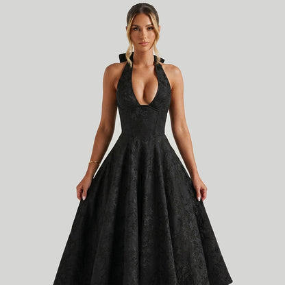 Femme Robe mi longue encolure licou et corsage structuré avec motif texturé 14