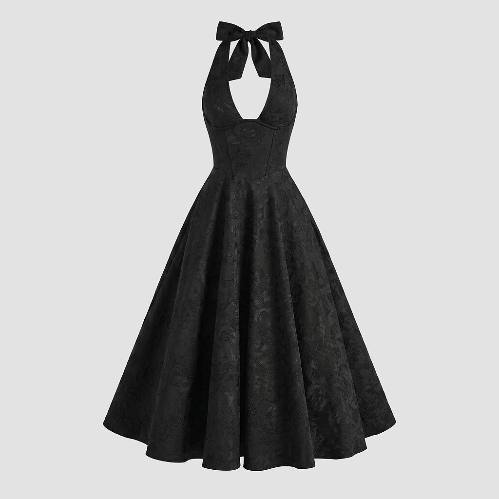Femme Robe mi longue encolure licou et corsage structuré avec motif texturé 16