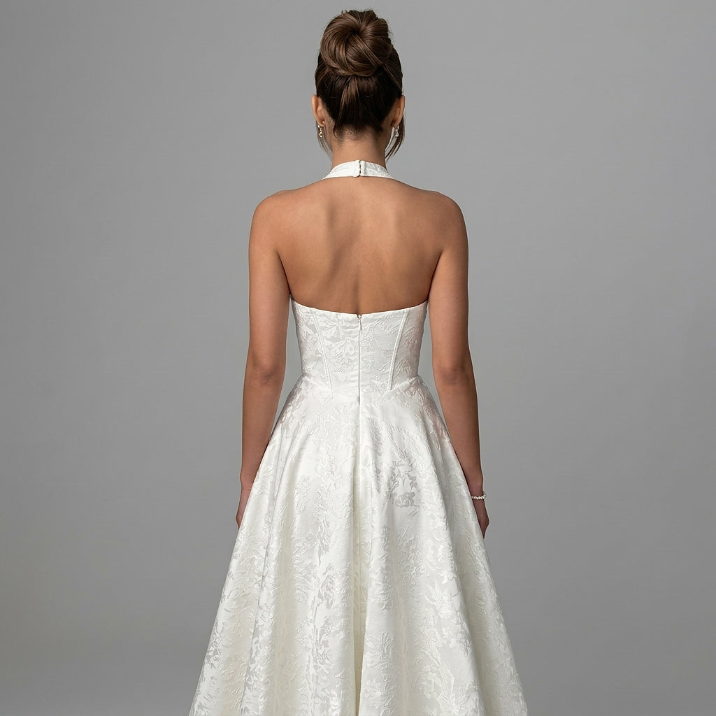 Femme Robe mi longue encolure licou et corsage structuré avec motif texturé 18