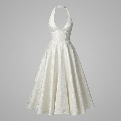 Femme Robe mi longue encolure licou et corsage structuré avec motif texturé 19