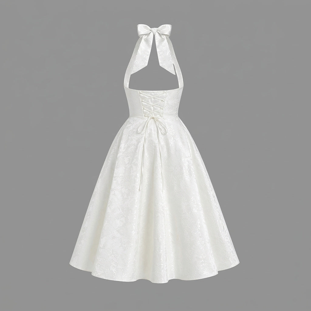 Femme Robe mi longue encolure licou et corsage structuré avec motif texturé 20