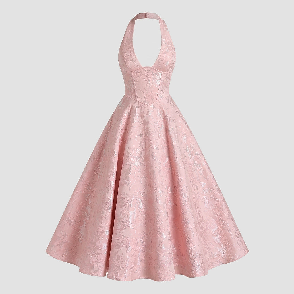 Femme Robe mi longue encolure licou et corsage structuré avec motif texturé 7
