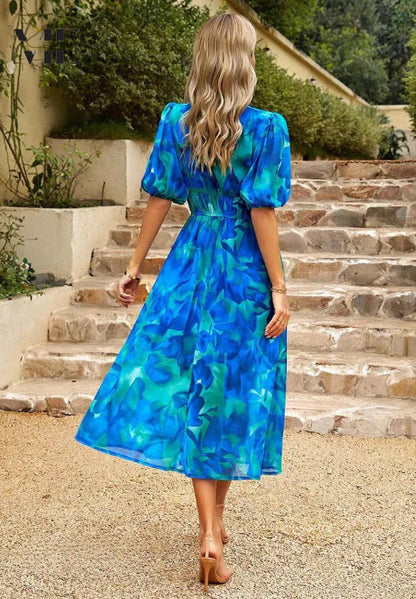 Robe Femme Portefeuille Midi Imprimé Abstrait-Gigié