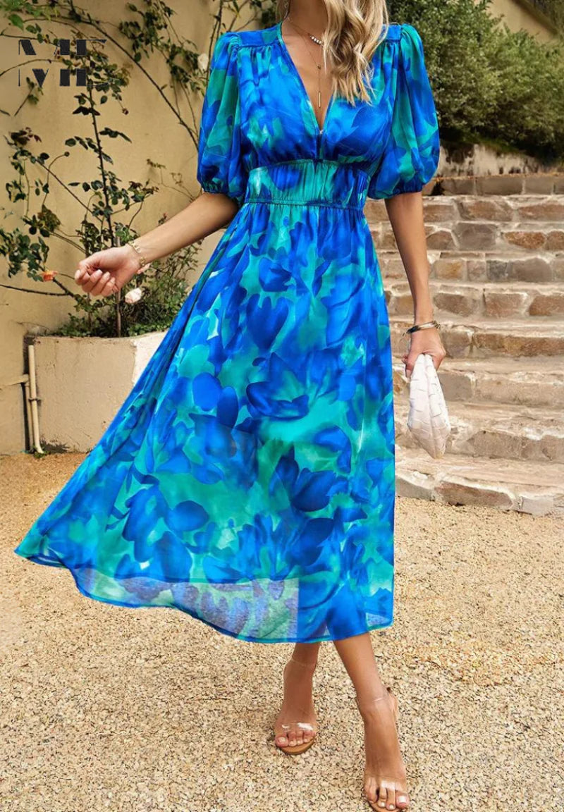Robe Femme Portefeuille Midi Imprimé Abstrait-Gigié