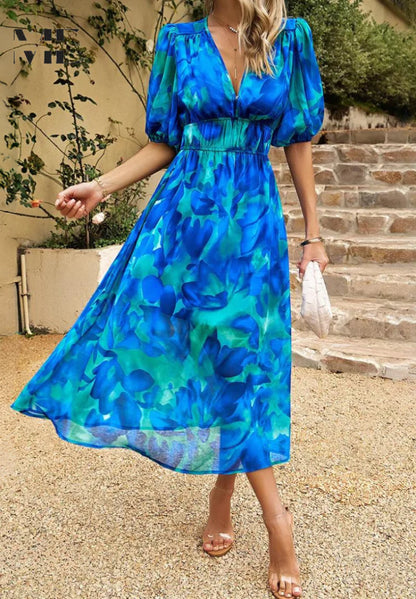 Robe Femme Portefeuille Midi Imprimé Abstrait-Gigié