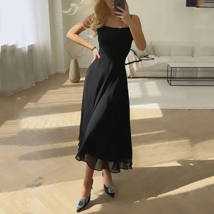 Robe Midi Femme Col Carré Invitée Mariage-Gigié