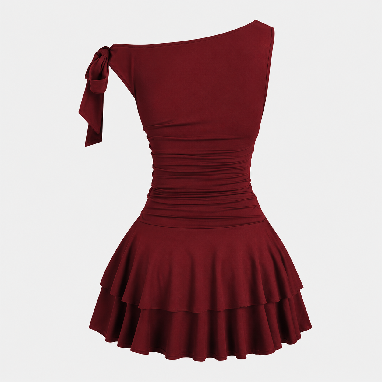 Femme Robe Mini à Une Épaule avec Volants-Mini Dress-Gigié