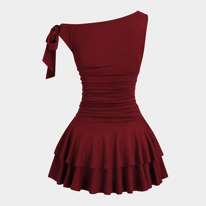 Femme Robe Mini à Une Épaule avec Volants-Mini Dress-Gigié