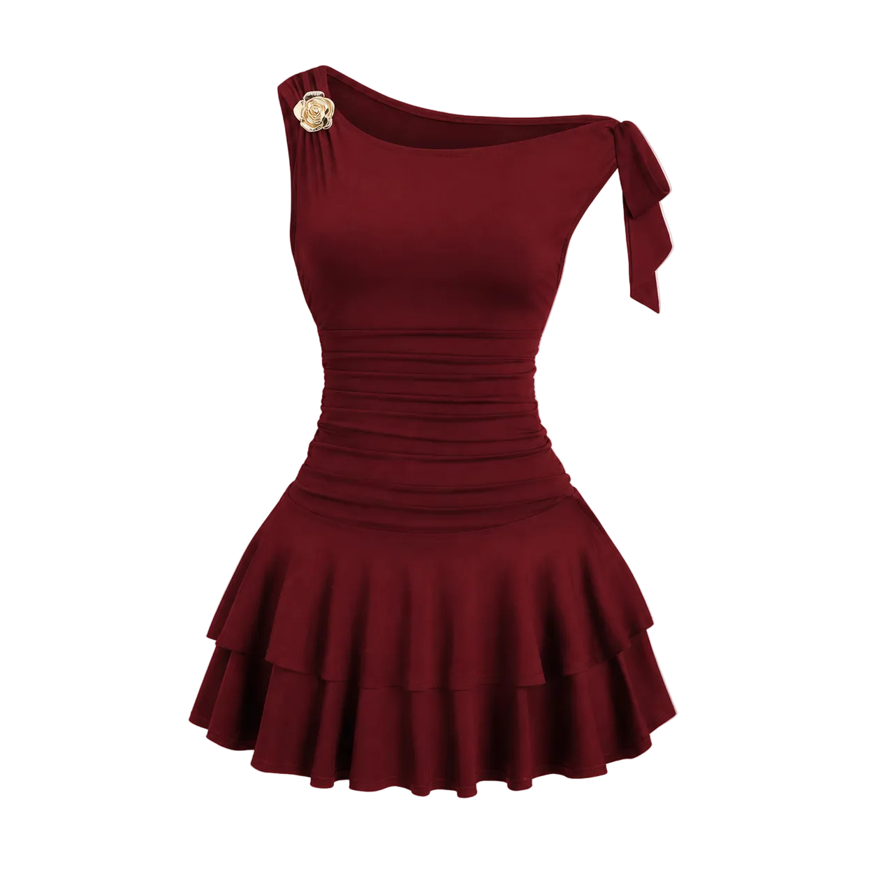 Femme Robe Mini à Une Épaule avec Volants-Mini Dress-Gigié