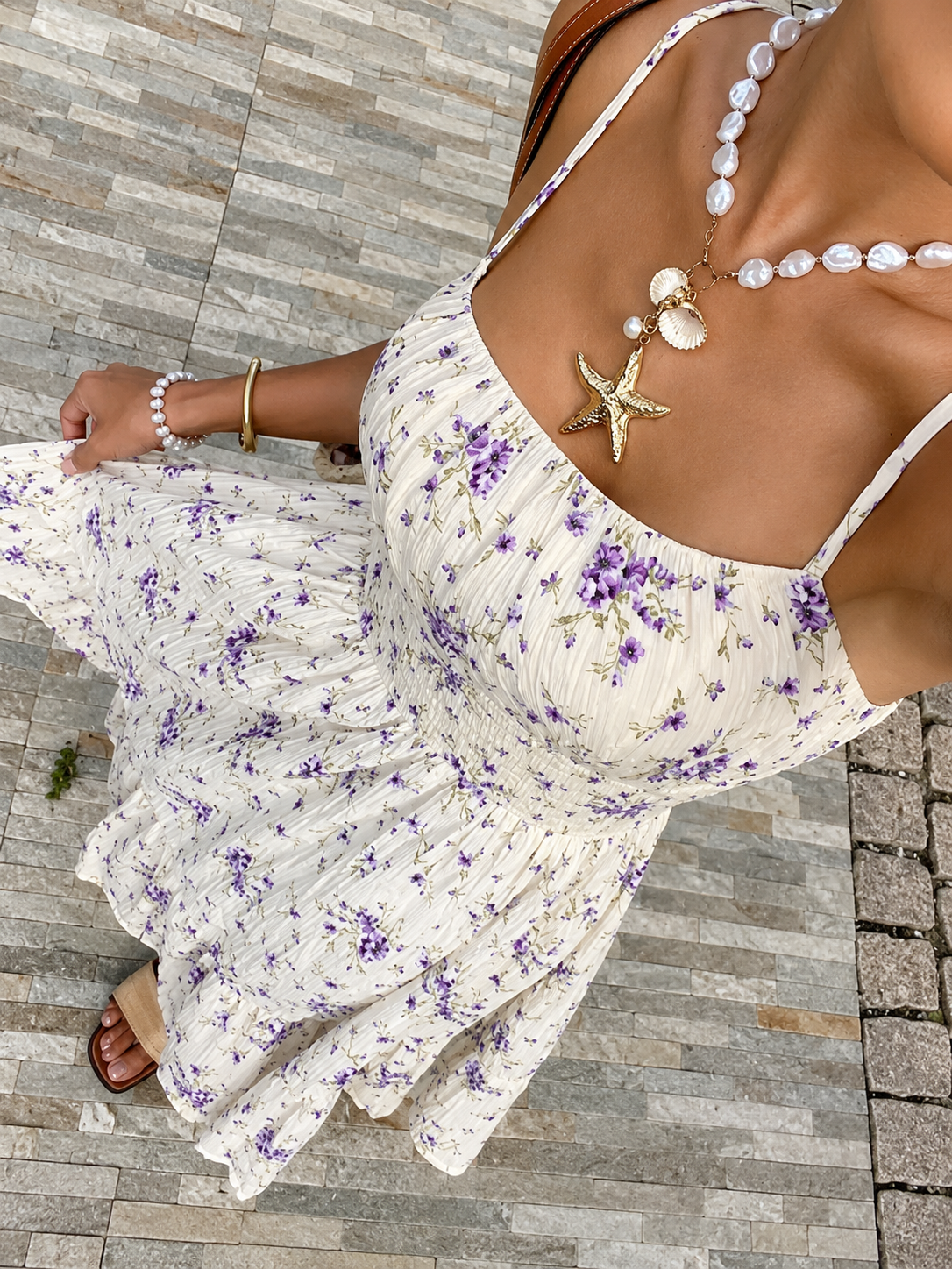 Femme Robe Mini Imprimée avec Jupe à Volants-Mini Dress-Gigié