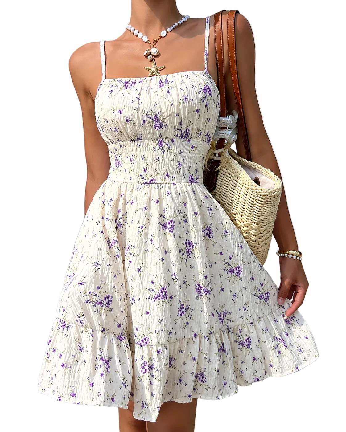 Femme Robe Mini Imprimée avec Jupe à Volants-Mini Dress-Gigié