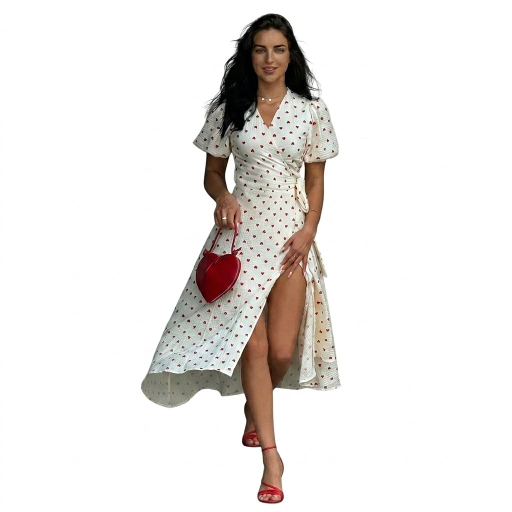 Femme Robe Portefeuille Midi à Imprimé Floral et Manches Bouffantes | imported-image-3