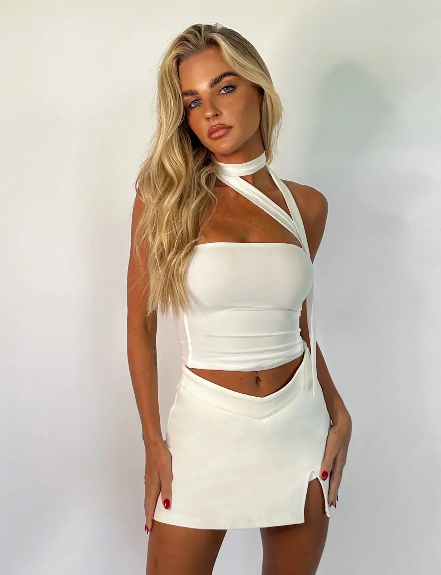 Women Sleeveless Top Asymmetrical Neckband Detail Design 4