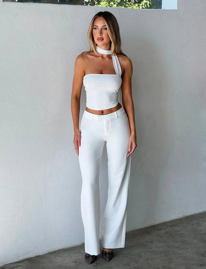Women Sleeveless Top Asymmetrical Neckband Detail Design 5