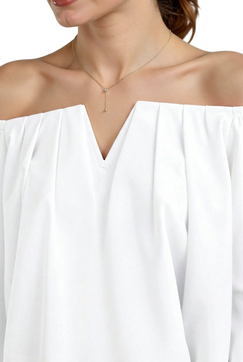 Women Top Off Shoulder V Neck Half Sleeve Loose Fit 2