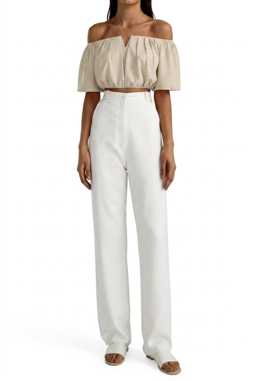 Women Top Off Shoulder V Neck Half Sleeve Loose Fit 7