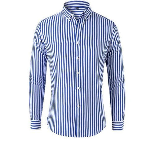 Chemise Homme à Rayures Manches Longues avec Boutonnage