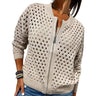 Femme Gilet en Maille Ajourée à Fermeture Éclair-Cardigan for women-Gigié