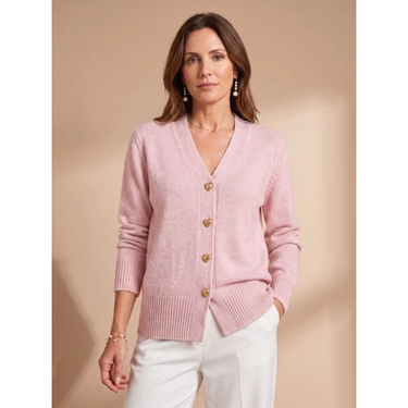 Gilet en maille à col en V pour femme avec boutons cœurs 2