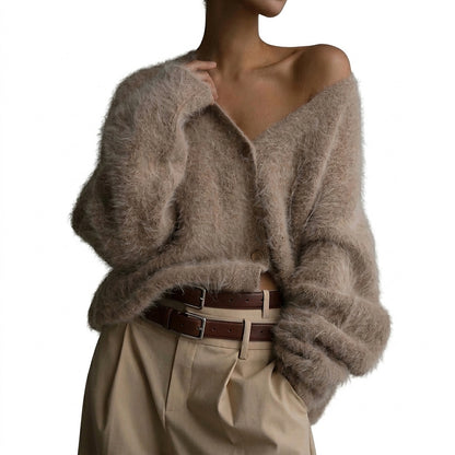 Gilet en maille pour femme avec col en V et boutonnage 1