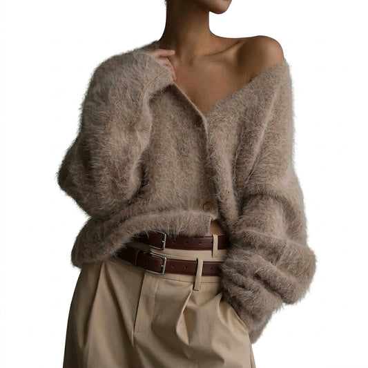 Gilet en maille pour femme avec col en V et boutonnage 1