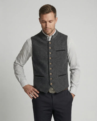 Gilet homme à col montant avec fermeture boutonnée-Vest-Gigié
