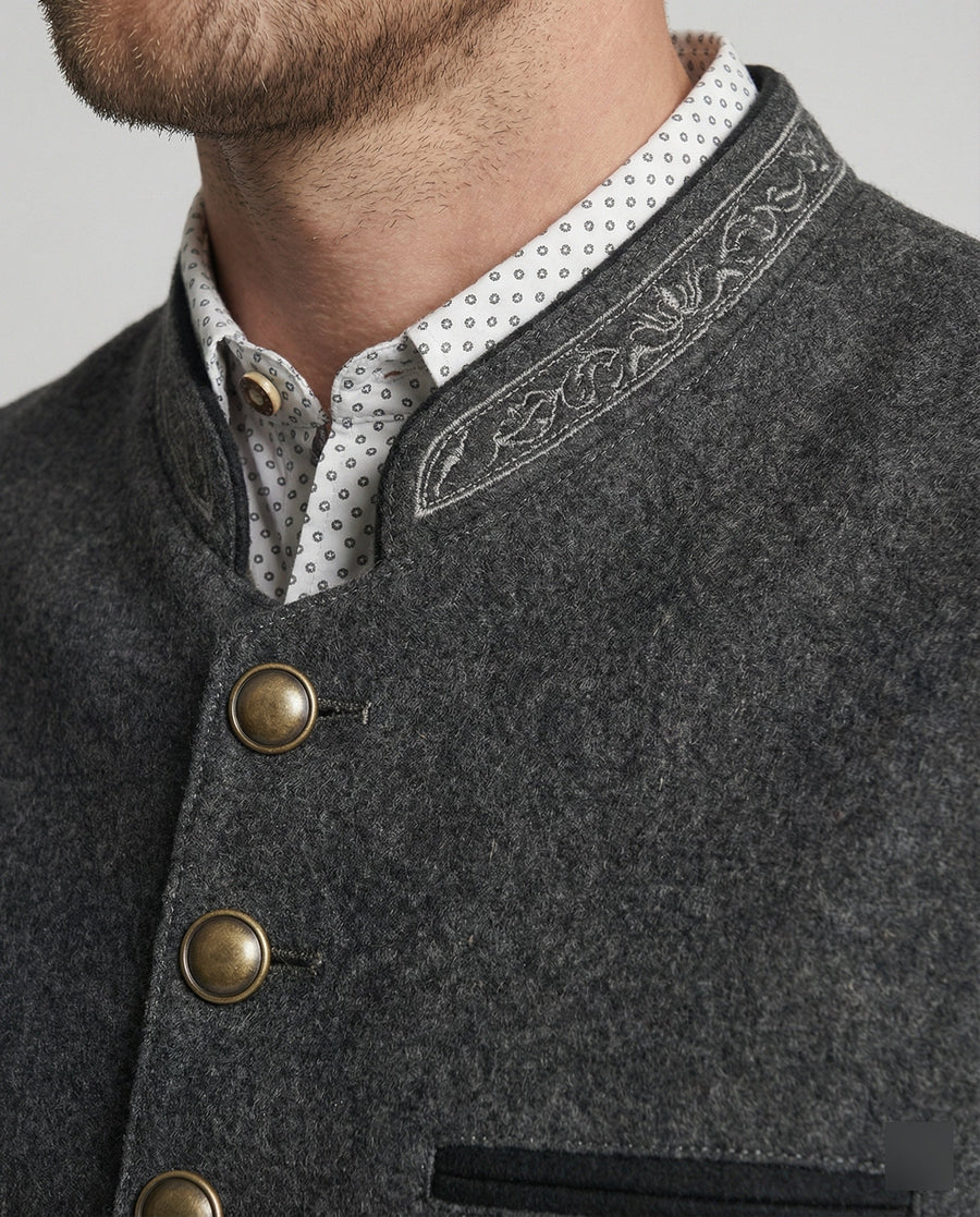 Gilet homme à col montant avec fermeture boutonnée-Vest-Gigié