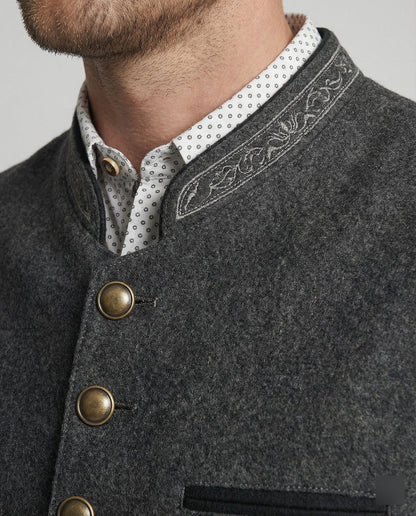 Gilet homme à col montant avec fermeture boutonnée-Vest-Gigié
