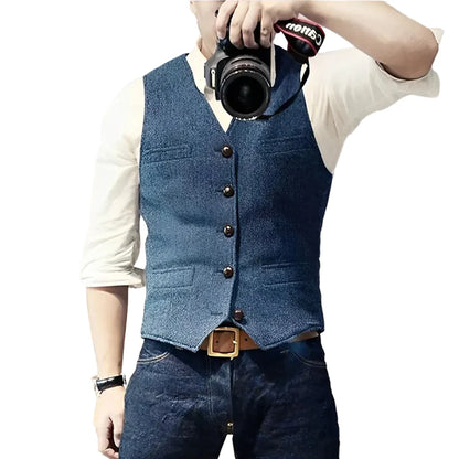 Gilet homme avec fermeture boutonnée et encolure en V-Vest-Gigié