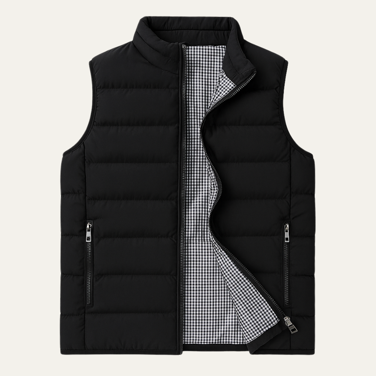 Gilet Homme Matelassé Sans Manches avec Fermeture Zippée et Col Montant-Vest-Gigié