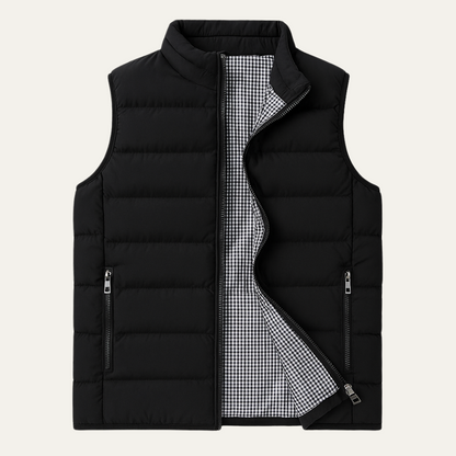 Gilet Homme Matelassé Sans Manches avec Fermeture Zippée et Col Montant-Vest-Gigié