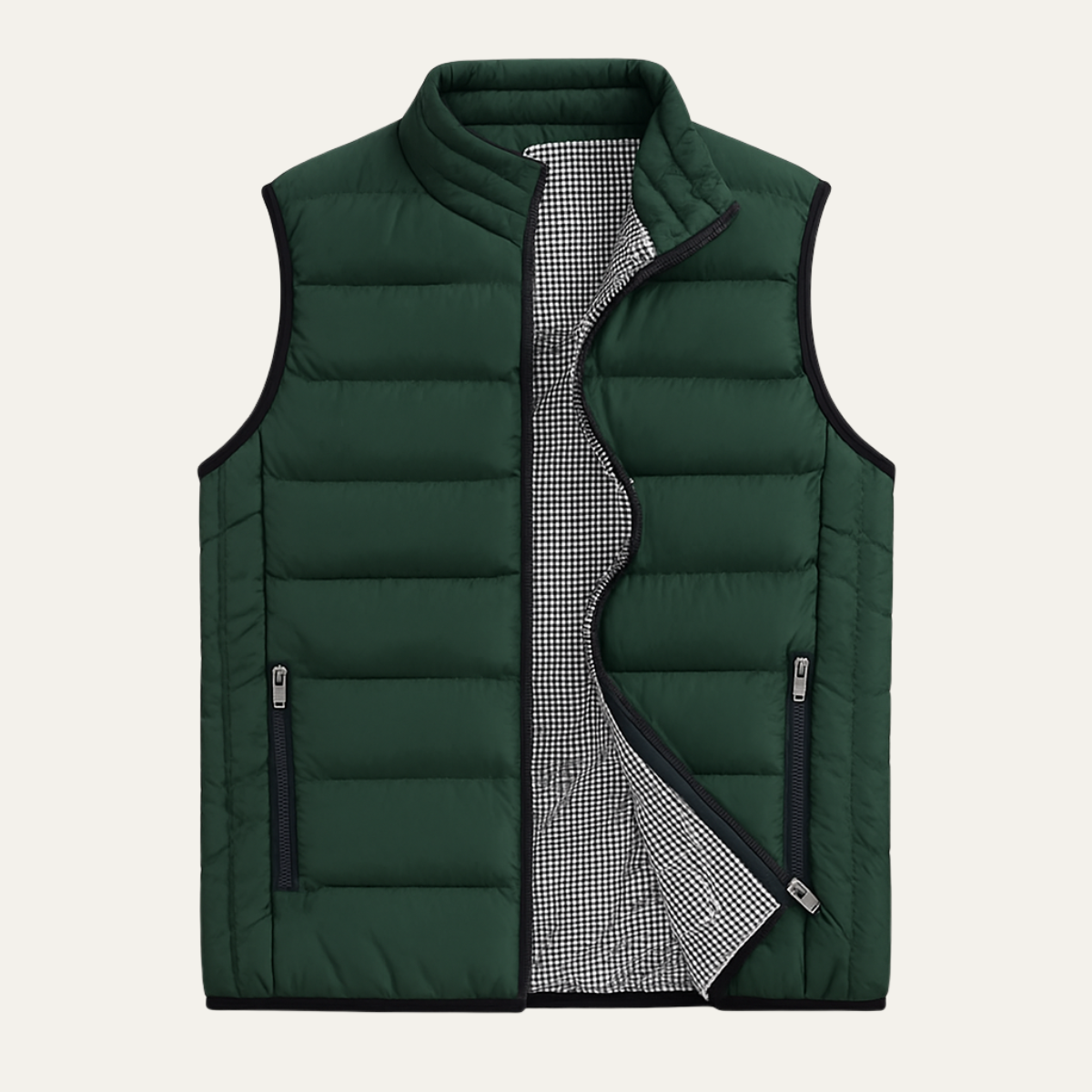 Gilet Homme Matelassé Sans Manches avec Fermeture Zippée et Col Montant-Vest-Gigié
