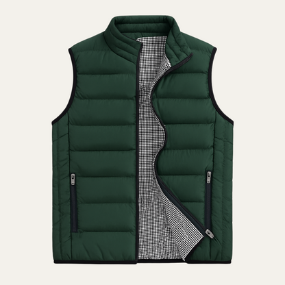 Gilet Homme Matelassé Sans Manches avec Fermeture Zippée et Col Montant-Vest-Gigié